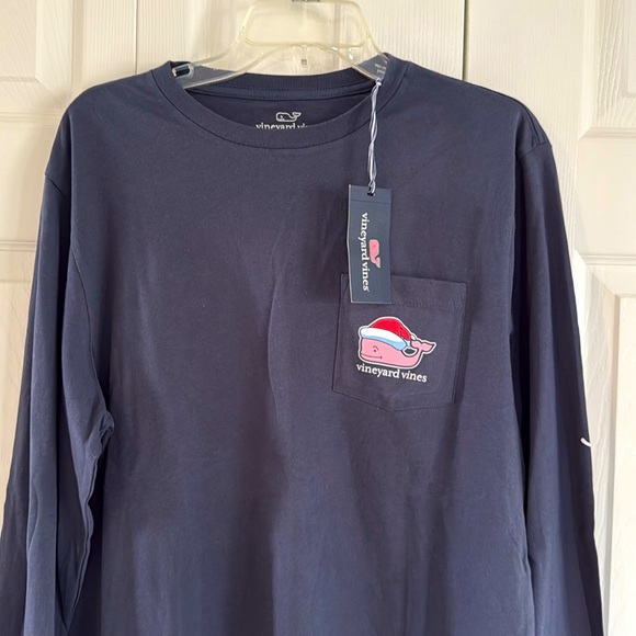 NWT Vineyard Vines Happy Holidays Christmas Tree Blue Blazer Pocket Tee - M - Picture 2 of 10